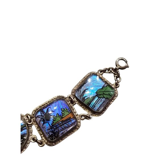 Vintage Butterfly Wing Made in Brazil Panel Bracelet (A8672) - Picture 5 of 8